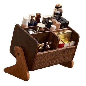 Walnut Wood Desktop Cosmetic Storage <b>Box</b> Multi Compartment With Drawers <b>Makeup</b> Organizer - Product Image 5