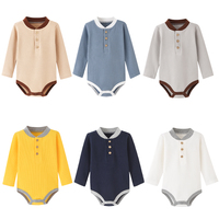 Combinaison pour nouveau-né de 0 à 12 mois, printemps/automne, unisexe, en coton, à manches longues, en tissu gaufré, à simple boutonnage, sac d'emmaillotage DOM