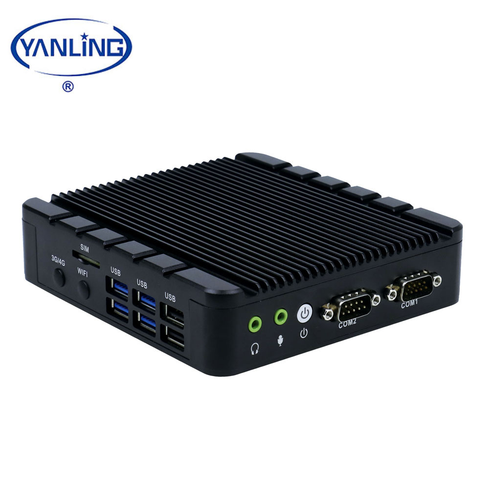 Fanless client léger 2 port ethernet 256G SSD support antenne wifi mini pc avec 3g 4g module