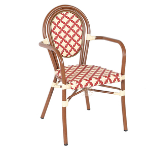 Restaurant Bistro français Fauteuils en <span class=keywords><strong>rotin</strong></span> aluminium Café d'extérieur Chaise en <span class=keywords><strong>rotin</strong></span> Mobilier de jardin - Product Image 5
