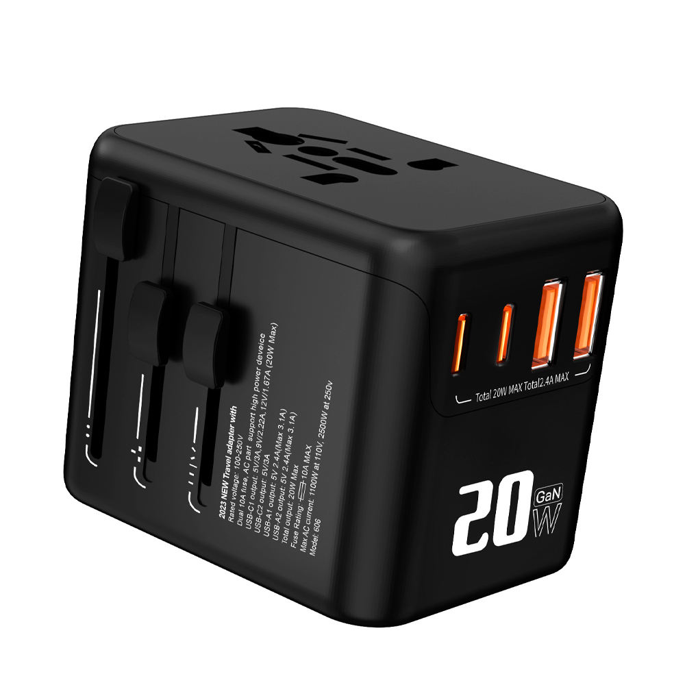 2A2C PD20W Global Type-C USB Fast Charger for Mobile Phones & Laptops-Universal Travel Adapter