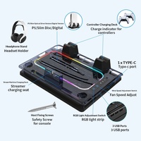 Support de charge et de refroidissement multifonctionnel en métal 2026 avec double port USB et indicateur LED RGB pour PS5/P5 Slim – Vente en gros/Personnalisé