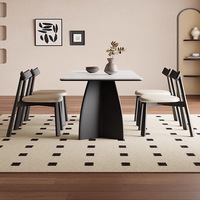 Französischer Retro-Stil 4-Sitzer Esstisch-Stuhl-Set Modern Minimalistisch Kleine Wohnung Mid-Century-Stil Schiefer-Esstisch