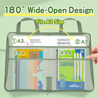 Bolsa de malla transparente para documentos, organizador de sujetos multicapa con apertura amplia, bolsa de almacenamiento portátil de mano, para papeles de prueba y archivos de estudiantes