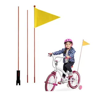 Bandiera di sicurezza per bici in altezza regolabile in altezza rossa arancione con pubblicità impermeabile a buon mercato in poliestere a colori 100%