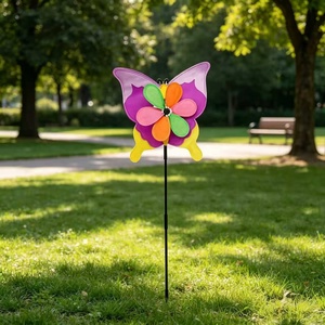 Molinillo de <span class=keywords><strong>Viento</strong></span> con Forma de Mariposa para Jardín, Alas de Doble Capa, Molinillo de Flores, Decoración para Patio Exterior, 36x98cm - Product Image 3