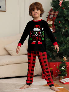 New Unique Parent-child Lounge Wear Couple Kid Bady <strong>Pet</strong> Sleepwear Santa Hat Monogrammed Plaid Family Christmas Pajamas Outfit - Product Image 4