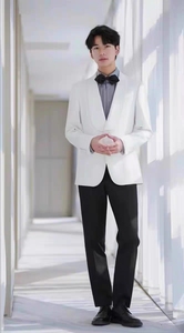 Trắng chú rể người đàn ông phù hợp với Slim <span class=keywords><strong>TUXEDO</strong></span> duy nhất ngực phù hợp với thiết lập cho nam giới mặc đám cưới <span class=keywords><strong>2025</strong></span> - Product Image 4