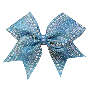 Low MOQ Cusotom Logo Cheerleading Hair Bows Sparkle AB Rhinestones Cheerleading Bows