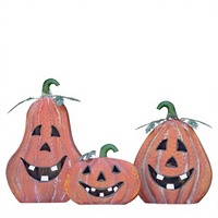 Nouveau design – Lot de 3 grimpes métalliques effrayantes et maudites, tiges épineuses, décoration de citrouille d'Halloween en métal pour sentier hanté
