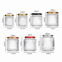 Pot à bougie en verre côtelé 100ml 150ml avec couvercle métallique pour la fabrication de bougies, cuisine, salon de thé, décoration intérieure, cadeau