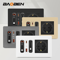 Câble de charge extensible BAOBEN en nitrure de gallium 20W avec prise multifonctionnelle USB + Type-C standard européenne 16A