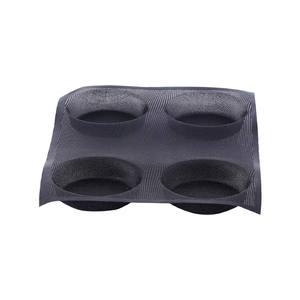 Silicone <span class=keywords><strong>Hamburger</strong></span> Forme di Pane Perforato Da Forno Stampi Antiaderente Cottura Fogli, Focacce di Pane Della Muffa 4 Cavità - Product Image 1