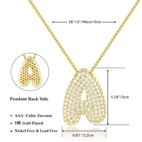 Collar de 26 letras con circonitas, cadena grande de oro de 18K, colgante inglés exagerado de 18K, collar de dijes de moda