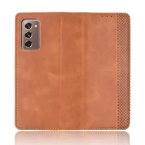 Groothandel Prijs Opvouwbare Mobiele Retro Patroon Volledige Cover Pu Leather Case Voor Samsung Z Vouw 2