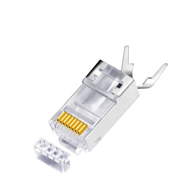 RJ45 Cat7 Cat6A Shielded Pass Through Connector 8P8C 50UM Gold Plated FTP/STP | RJ45 Network Modular Plug Crystal Head