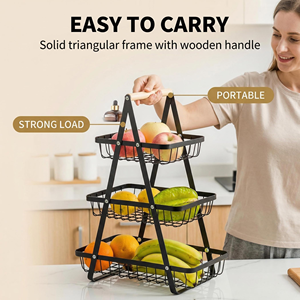 Factory Direct Sales Fruit <b>Basket</b> <b>Stackable</b> Storage Hanging Metal Wire <b>Baskets</b> for Kitchen Countertop Organizer - Product Image 3