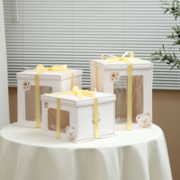 Boîte à gâteaux en papier avec ouverture de fenêtre 4/6/8/10/pouce, boîte d'emballage double couche pour anniversaire, vente en gros
