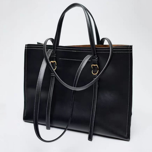 2025 mới của phụ nữ qua biên giới Vai Túi màu nâu sẫm màu đen đơn giản giải trí công suất lớn Vai Túi - Product Image 2