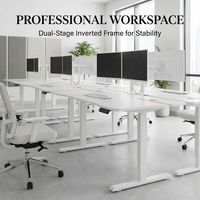 Bureau de direction moderne AOR en acier inoxydable de qualité commerciale, hauteur réglable, avec éclairage LED intégré et protection contre la surchauffe