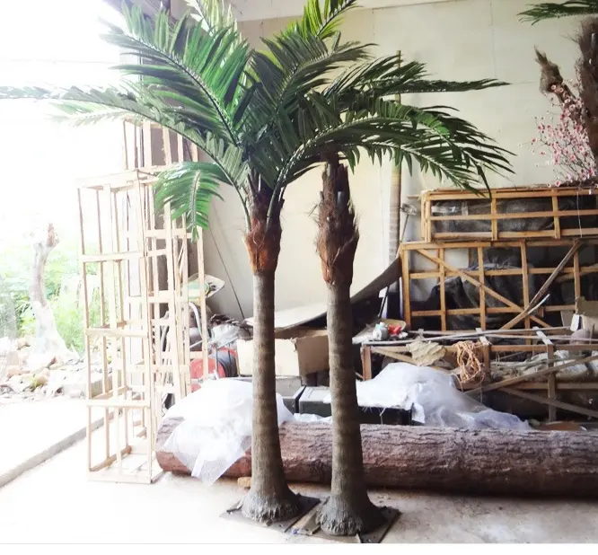 Faux palmier vert en plastique, 1 pièce, Z082, prix en gros, plante de palmier artificiel, décoration d'extérieur pour mariage, en vente