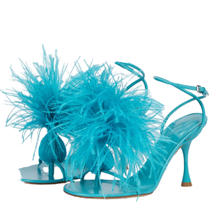 Sandales de soirée tendance 2022 à <span class=keywords><strong>talons</strong></span> hauts et bout carré, rehaussantes, avec fourrure, pour femmes et jeunes filles, collection Printemps/Automne/Été - Product Image 1