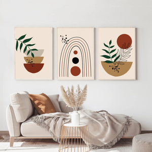 Ensemble d'impressions sur <span class=keywords><strong>toile</strong></span> minimalistes style Mid-Century Modern, décoration murale bohème arc-en-ciel - Product Image 1