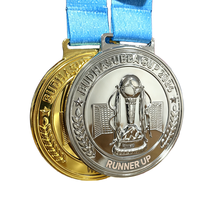 Médaille personnalisée en alliage de zinc 3D en relief, médailles de récompense de football en or et argent plaqué avec ruban pour les vainqueurs de compétitions sportives