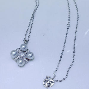 Collier pendentif en perle naturelle de Zhuji, 5-6 mm, rond, sans défaut, boucle universelle Aurora avec un petit design lumineux - Product Image 3