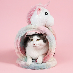 Unicorn Cat <b>Bed</b> Round Faux Fur Non Shedding Pet <b>Bed</b> For Cats - Product Image 1
