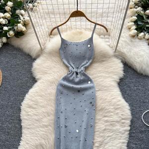 Vestido Midi Casual Tipo Túnica Y2K Verano 2025 para Mujer, Vestido de Encaje con Lentejuelas y Cuentas - Product Image 4