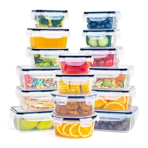 16 Piece Plastic Food Storage Container with Lids - Airtight Food Containers Storage Set, Leak Proof Snap Lock Lids, BPA Free