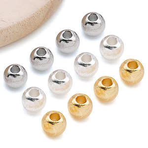 Round <b>Spacer</b> Beads Silver Gold Plated For DIY Jewelry Bracelet Making Accessory 8mm Thick Metal Bead Components - Product Image 1