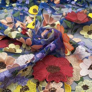 Tela de encaje bordado multicolor 3D Premium directo de fábrica Producto de categoría de alta calidad - Product Image 2