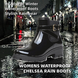 Women's Wholesale PVC Light Weight Waterproof Rain Boots Custom Reflective Design Brand Big Size Chelsea Wellington Fashion - Product Image 2