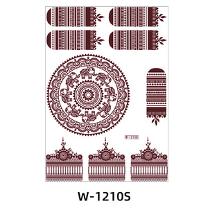 <span class=keywords><strong>Tatouage</strong></span> <span class=keywords><strong>temporaire</strong></span> résistant à l'eau en dentelle brune de marque privée, motif floral en henné, transfert d'eau sur le corps - Product Image 5