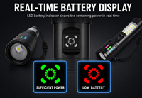 Lampe torche LED IP44 en alliage d'aluminium, faisceau réglable, rechargeable par USB, affichage de la puissance de la batterie, utilisation en cas d'urgence