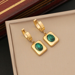 Popular Green Zircon Jewelry <b>Sets</b> for Lady High Quality 18K <b>Waterproof</b> Gold Plated Stainless Steel Necklace Bracelet Earring <b>Set</b> - Product Image 5