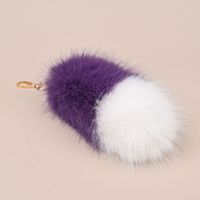 Pendentif de sac queue de renard créative en fausse fourrure de 17 cm, style japonais, bloc de couleurs, porte-clés moelleux, accessoire de mode pour sac femme