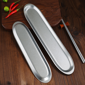 Assiette coulissante en acier inoxydable pour crevettes, plateau à sushi long de style japonais, assiette créative pour la maison, vaisselle de cuisine - Product Image 5