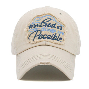 Модная винтажная потрепанная стираемая с Богом, все возможно, бейсболка, Регулируемая Кепка унисекс - Product Image 4