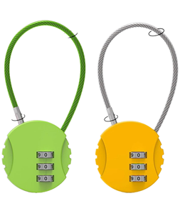 Candado de cable redondo portátil – Candado de contraseña duradero de aleación de zinc para mochilas escolares y estuches de lápices - Product Image 1