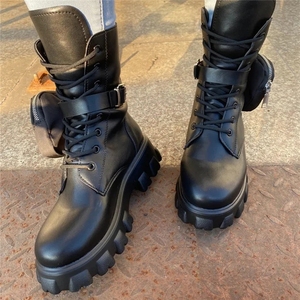 Botas de moto de bolsillo para Mujer, suela gruesa con cordones de zapatos de plataforma, color negro, <span class=keywords><strong>2020</strong></span> - Product Image 3