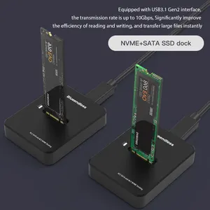 22110 M.2 Ssd Dock Type C Usb3.1 10Gbps M2 SSD Case NVME SATA 2 In 1 NGFF PCIe Solid State Drive Ssd Docking Station