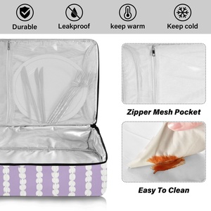 Collapsible Custom Logo Food Delivery Bag Hawaii <b>Lei</b> Portable Potlucks Picnic Leakproof Insulated Casserole Carrier with Handle - Product Image 5