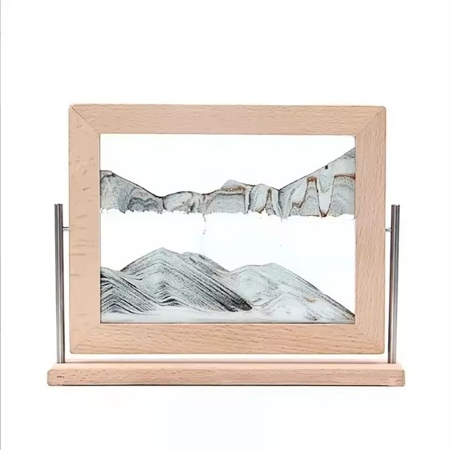 Household Decorations Wooden Frame Rectangle Rotation 3D Flowing Sand Art Painting Promotional Gift Shifting Sand Piacture