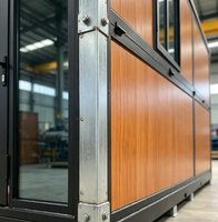 Cabine Conteneur Pliable Effet Bois avec Porte Vitrée Bi-pliante pour Camping et Kiosque