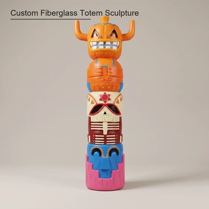 Grande sculpture de totem en résine de fibre de verre, modèle d'<span class=keywords><strong>art</strong></span> <span class=keywords><strong>tribal</strong></span> pour parc à thème, centre commercial, décoration extérieure - Product Image 1