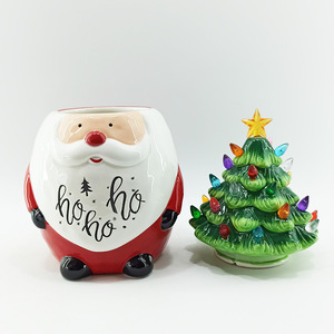 โถใส่คุกกี้เรซิ่นรูปซานตาคลอส ฝาปิดรูปต้นคริสต์มาสพร้อมไฟ LED โถเก็บอาหารในครัวแบบสุญญากาศ สำหรับตกแต่งงานปาร์ตี้วันหยุด - Product Image 3