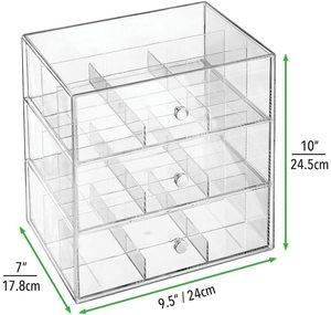 Wholesales Clear <strong>Acrylic</strong> Kitchen Organiser With 3 Drawers <strong>Storage</strong> <strong>Box</strong> for Tea Bags Coffee Capsules Tea Chest - Product Image 6